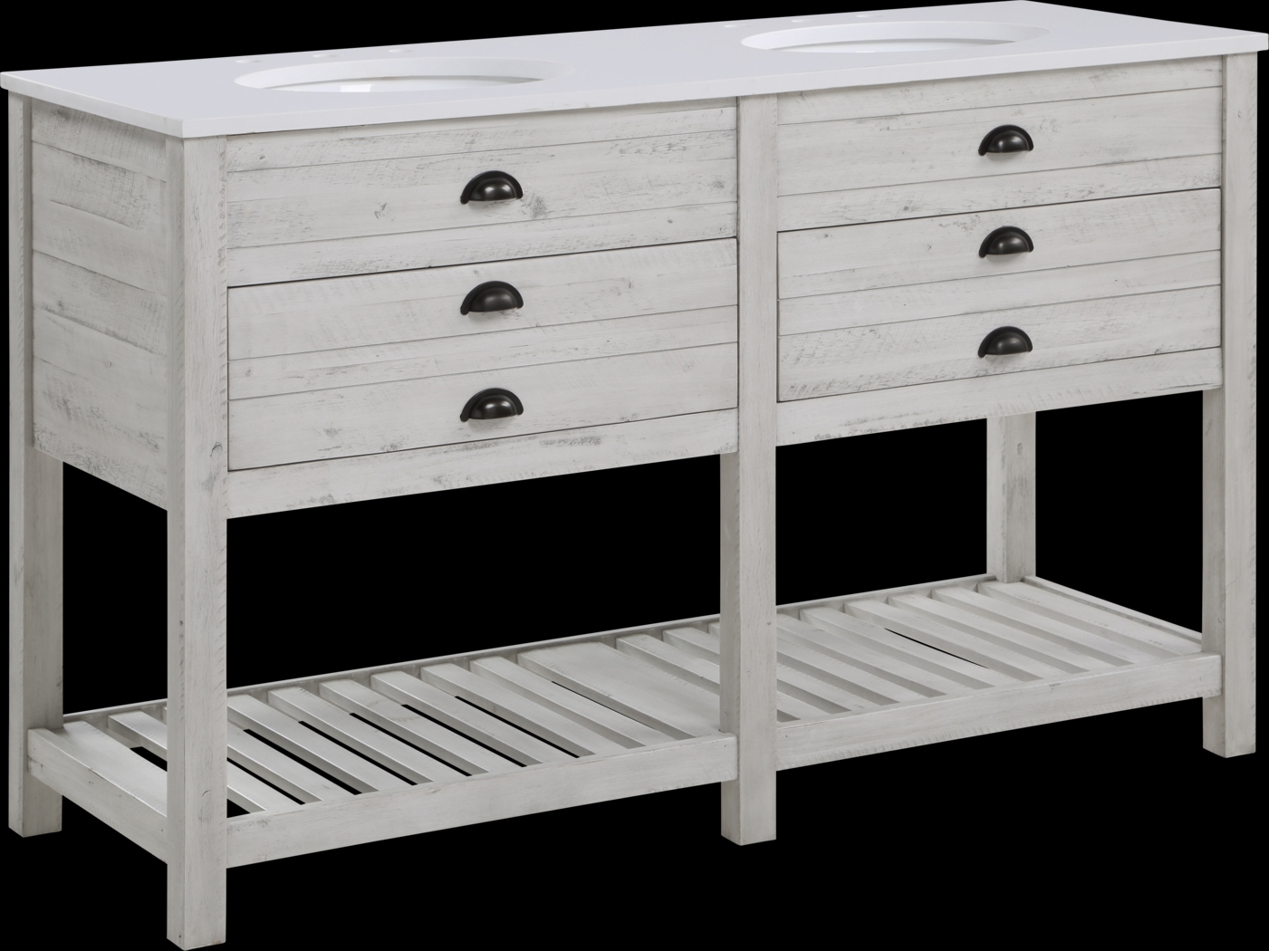 Sayecreek White 57 in. Bathroom Vanity - Thumbnail - Image 1