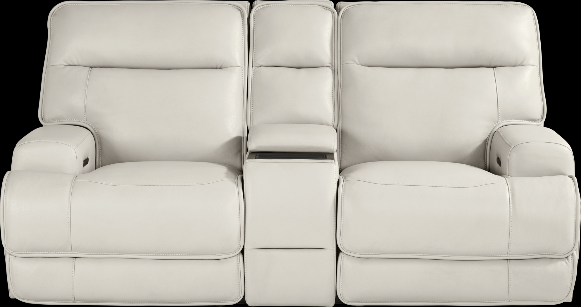 Scarborough Beige Leather Dual Power Reclining Loveseat - Thumbnail - Image 2