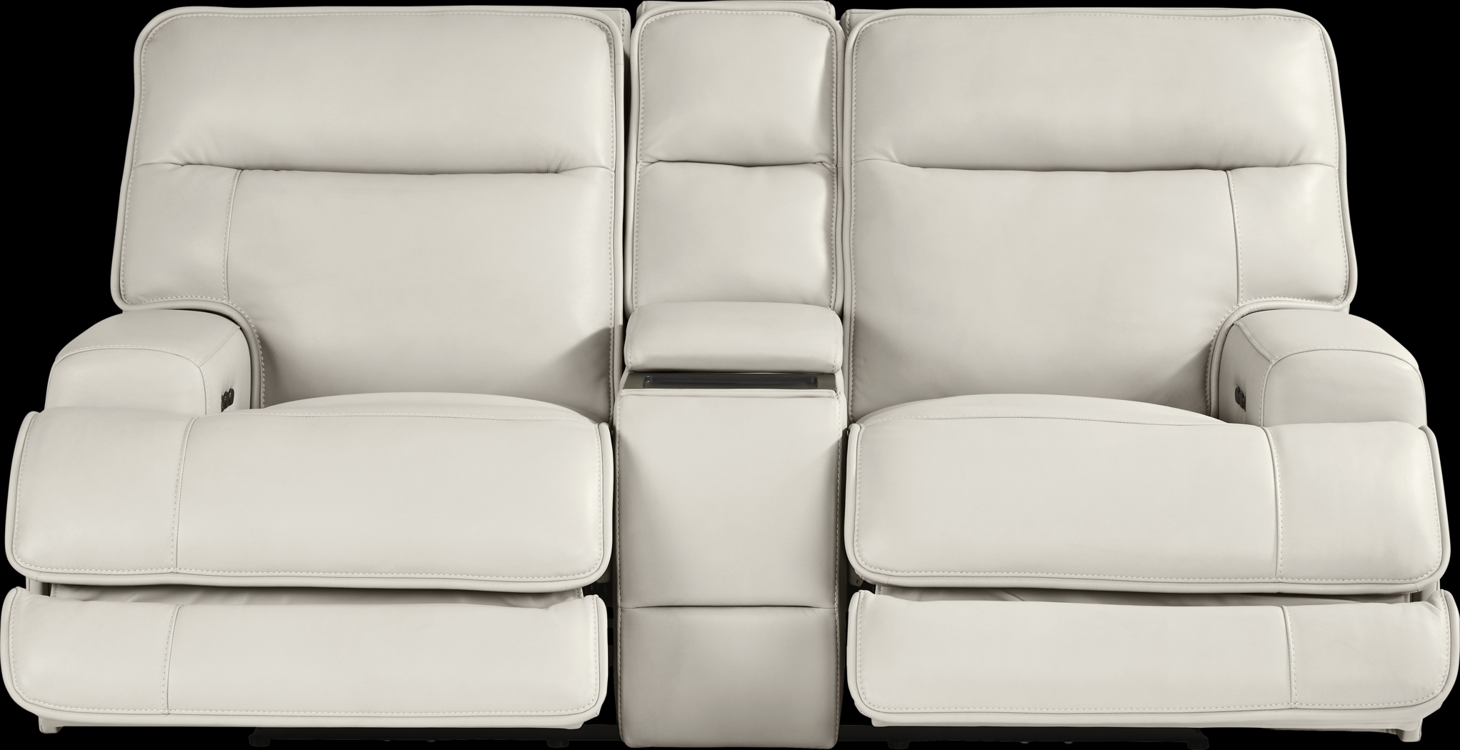 Scarborough Beige Leather Dual Power Reclining Loveseat - Thumbnail - Image 1