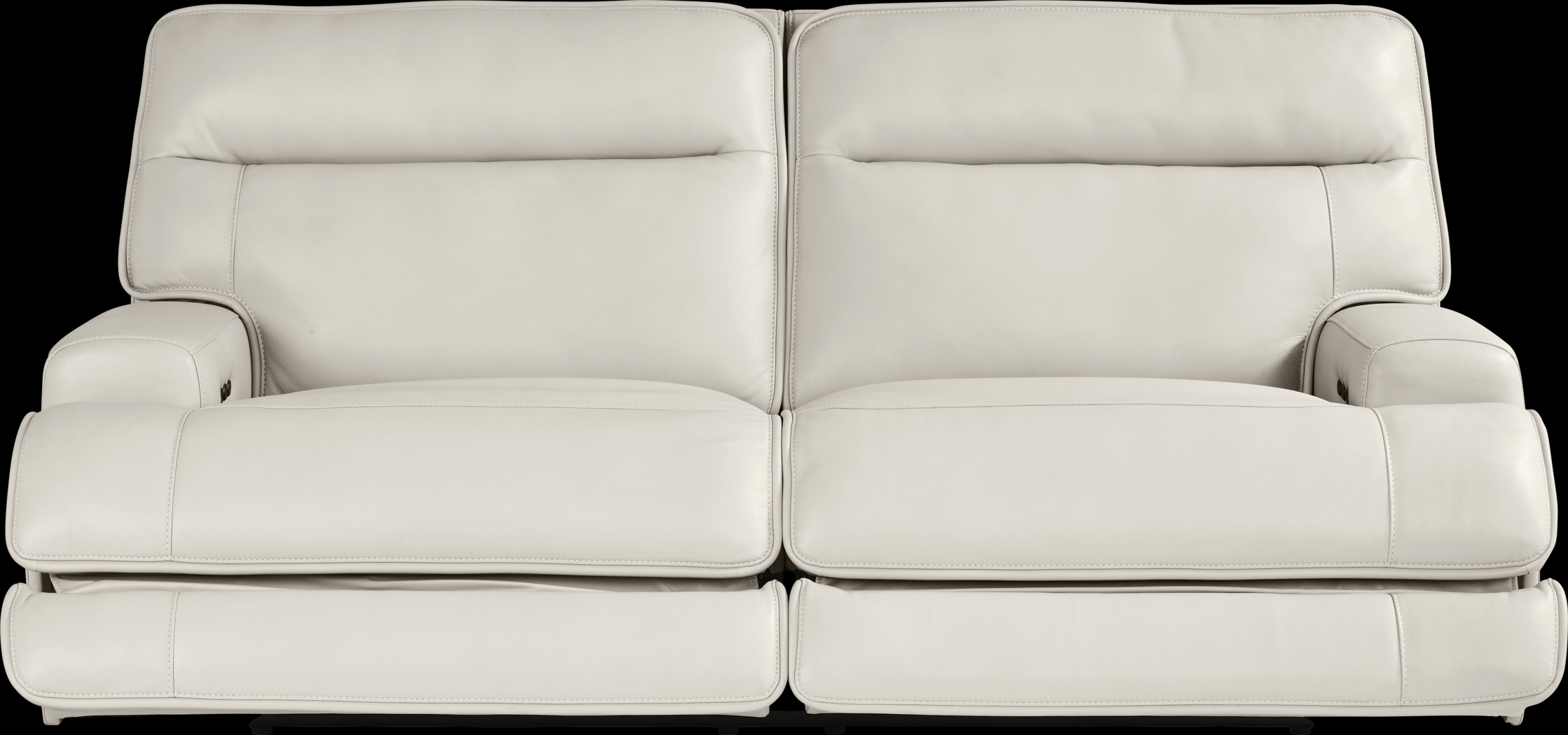 Scarborough Beige Leather Dual Power Reclining Sofa - Thumbnail - Image 1