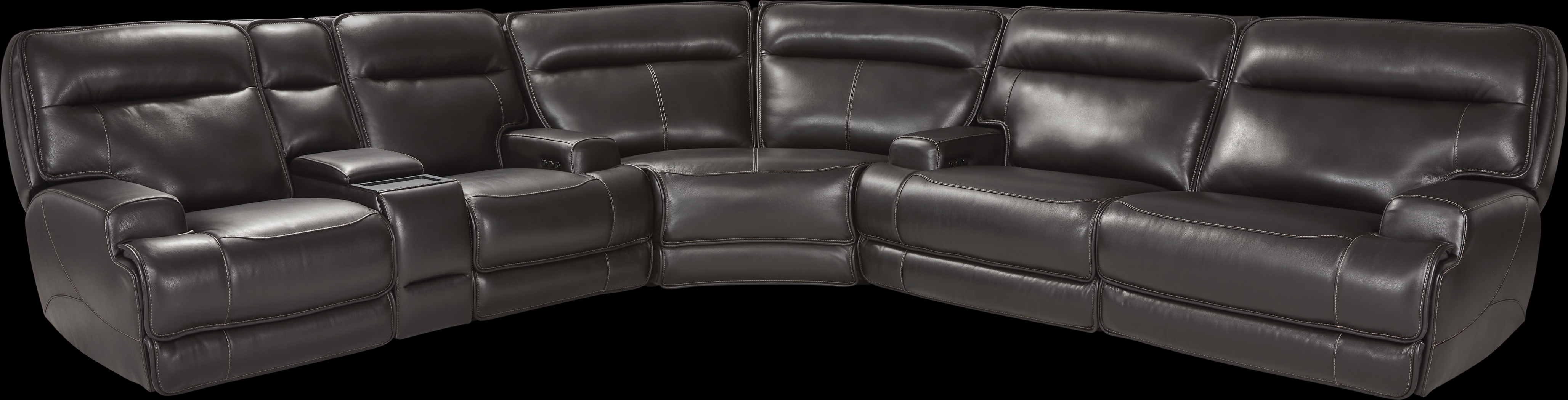 Scarborough Black Leather 6 Pc Dual Power Reclining Sectional Living Room - Thumbnail - Image 3