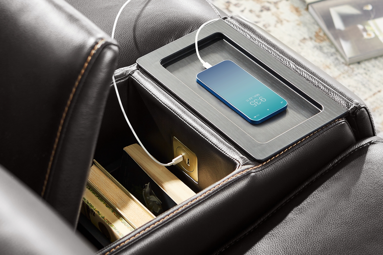 Scarborough Black Leather 5 Pc Dual Power Reclining Living Room - Thumbnail - Image 9