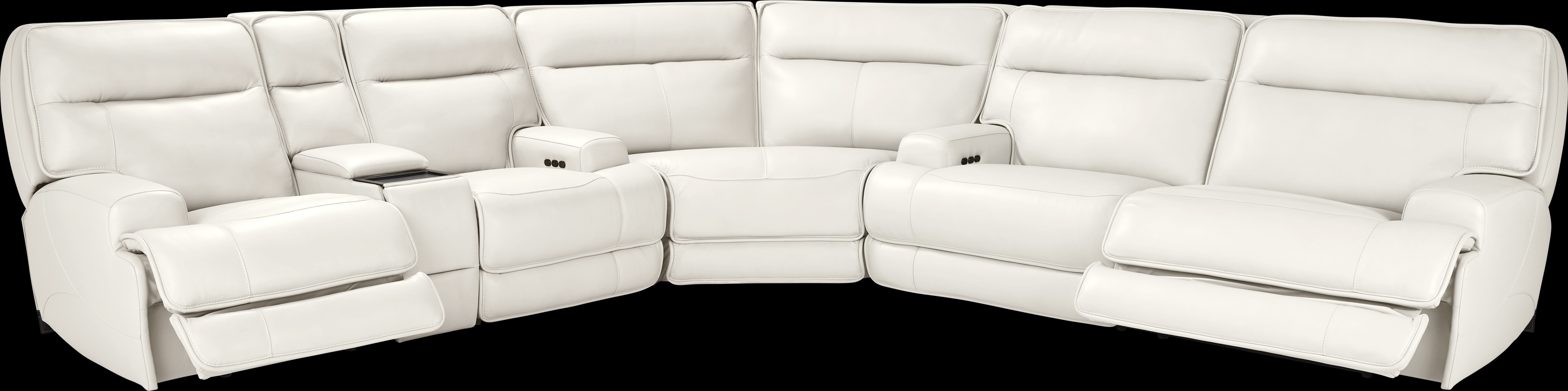 Scarborough White Leather 7 Pc Dual Power Reclining Sectional Living Room - Thumbnail - Image 2