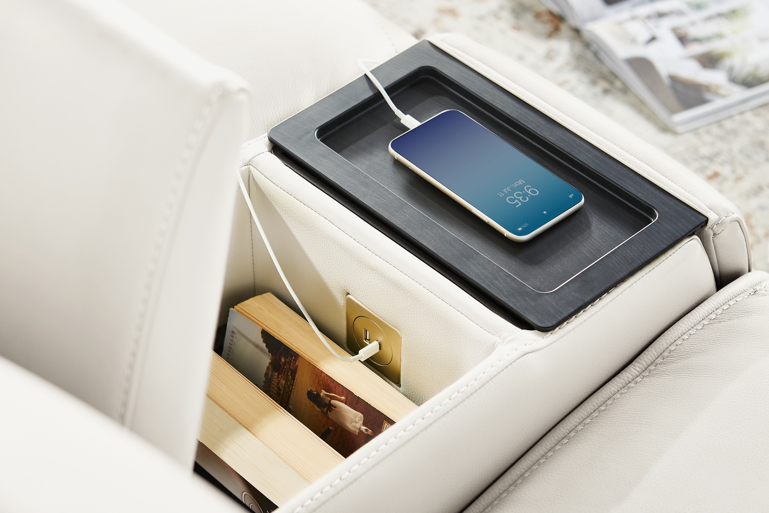 Scarborough White Leather 8 Pc Dual Power Reclining Living Room - Thumbnail - Image 10