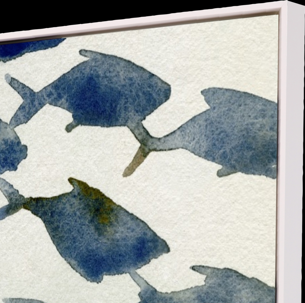 School of Fish Blue Framed Artwork - Thumbnail - Image 4