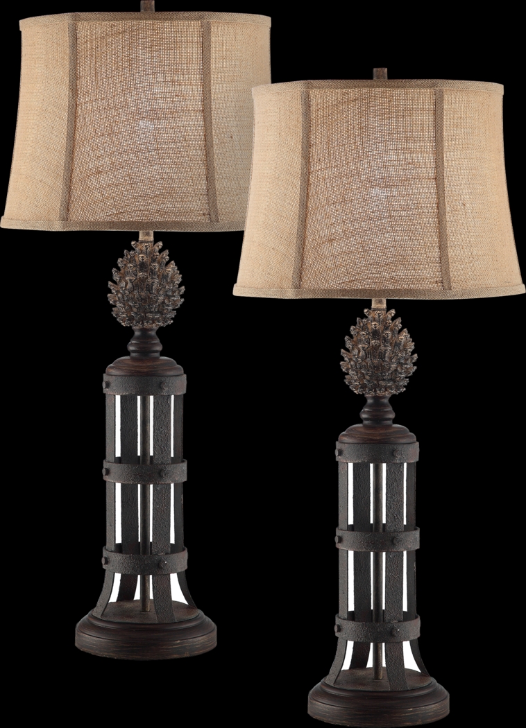 Scots Pine Brown Lamp, Set of 2 - Thumbnail - Image 1