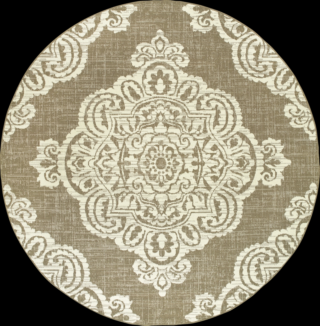 Scottlyn Tan 7'10 Round Indoor/Outdoor Rug - Thumbnail - Image 1