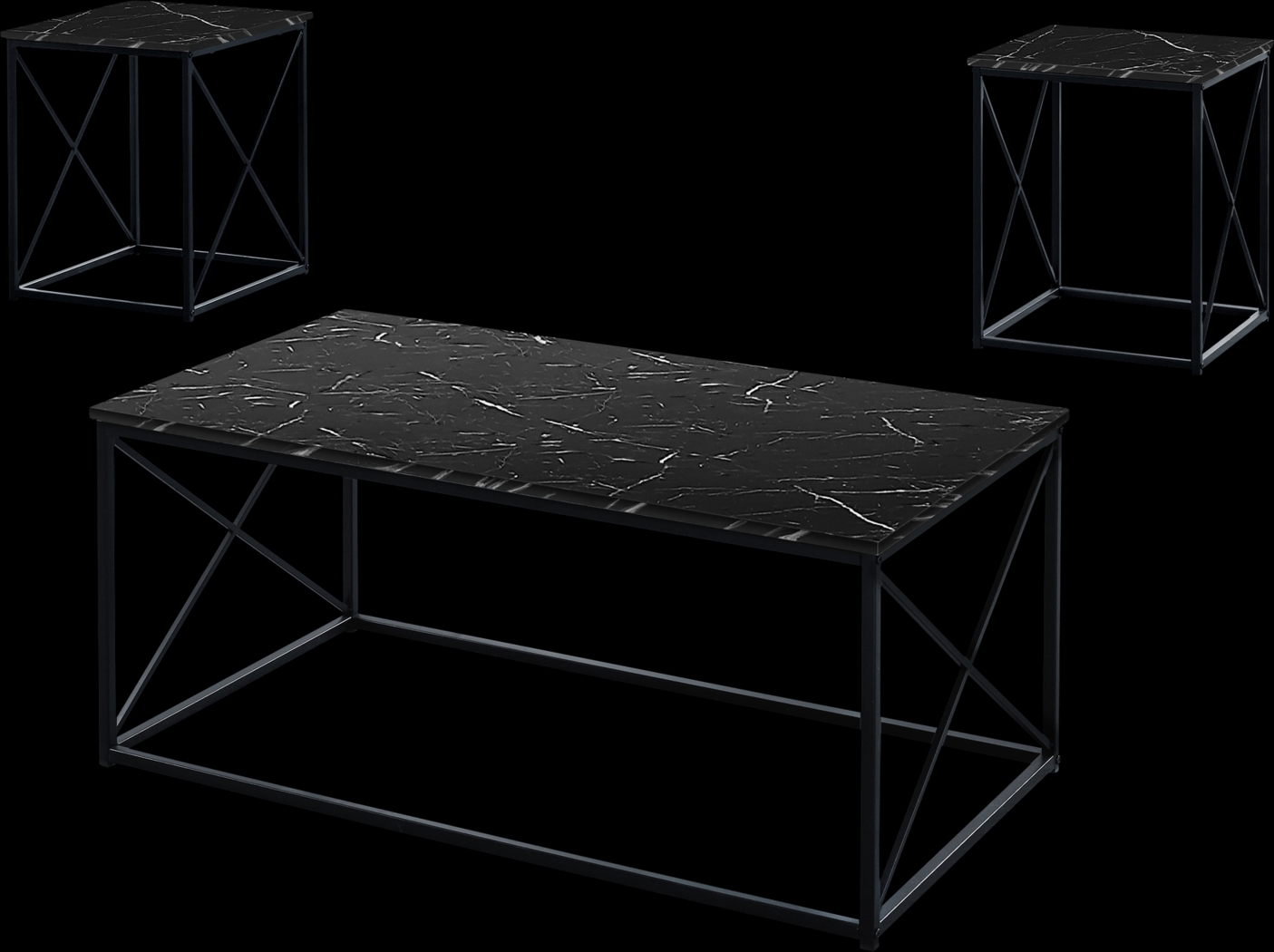 Screven I Black Cocktail Table Set, Set of 3 - Thumbnail - Image 1