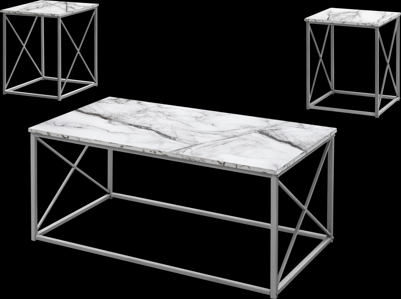 Screven I White Cocktail Table Set, Set of 3 - Thumbnail - Image 1