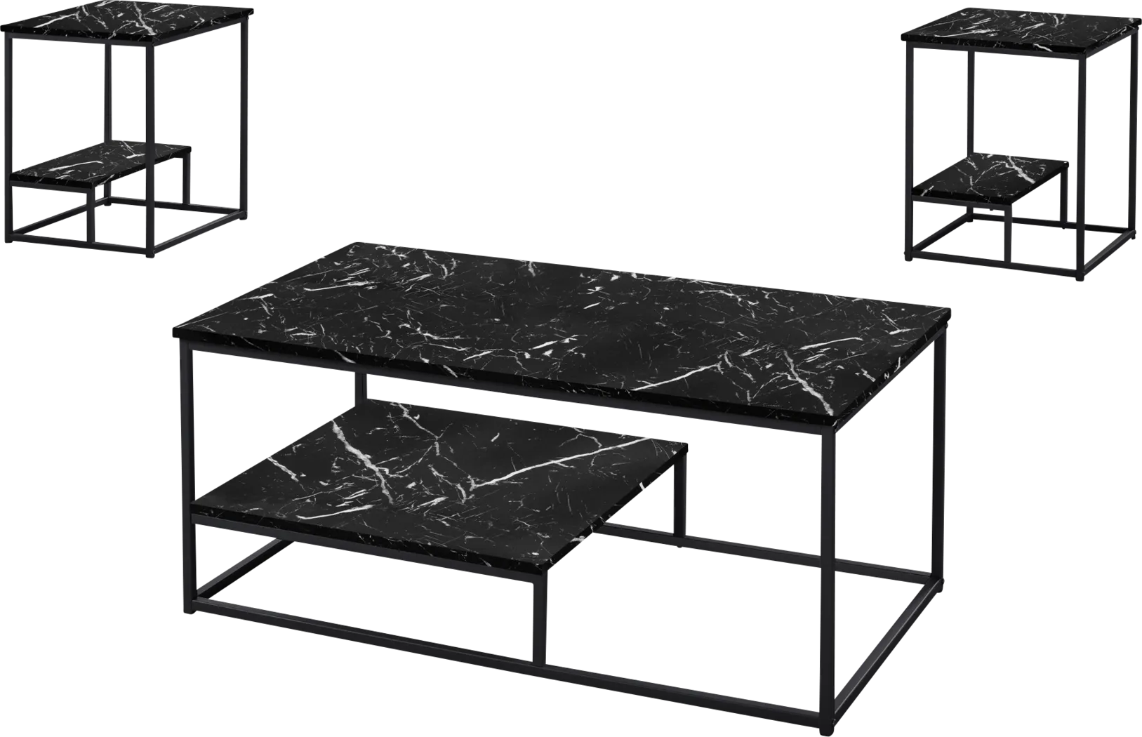 Screven II Black Cocktail Table Set, Set of 3 - Thumbnail - Image 1