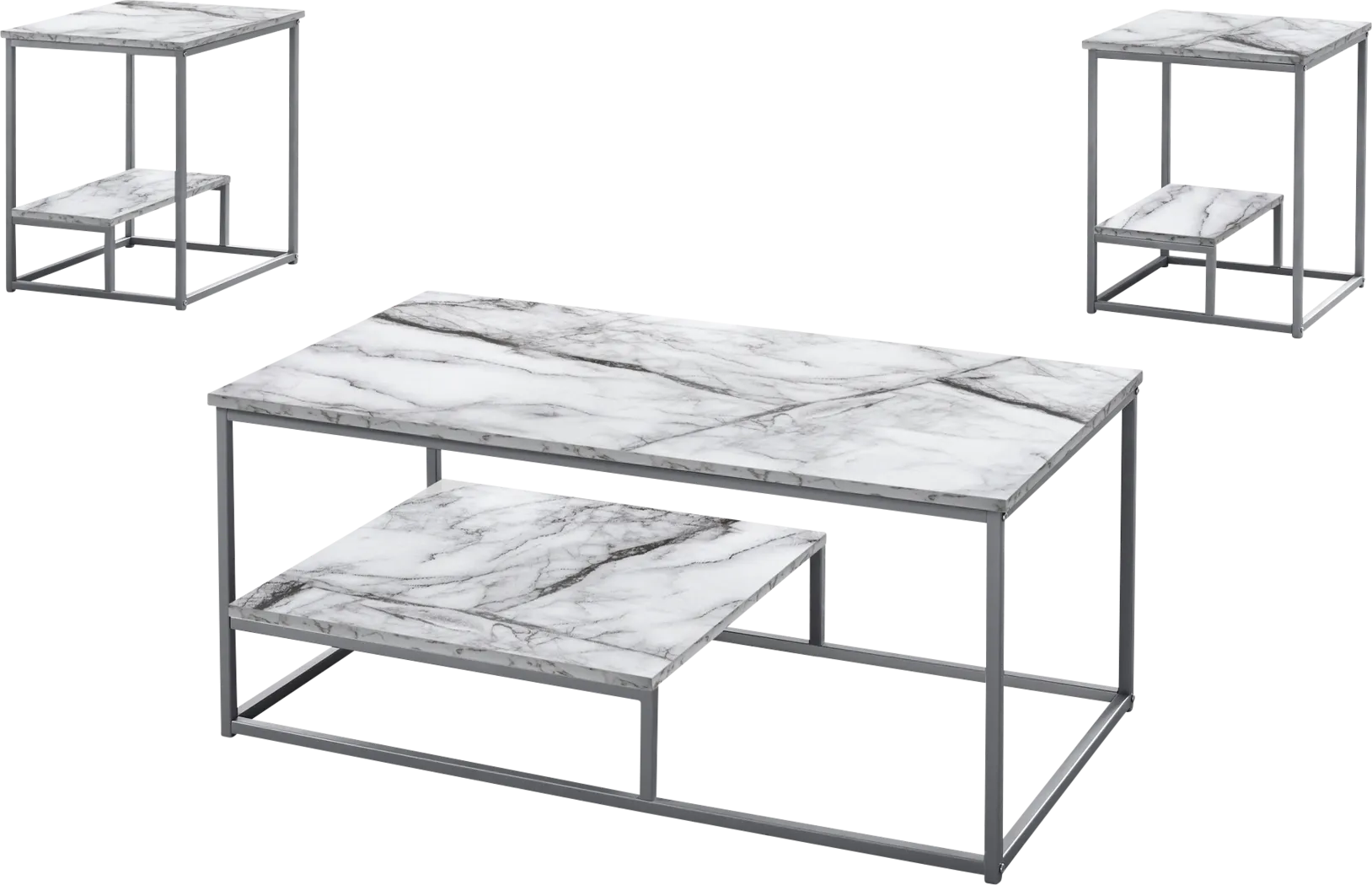 Screven II White Cocktail Table Set, Set of 3 - Thumbnail - Image 1