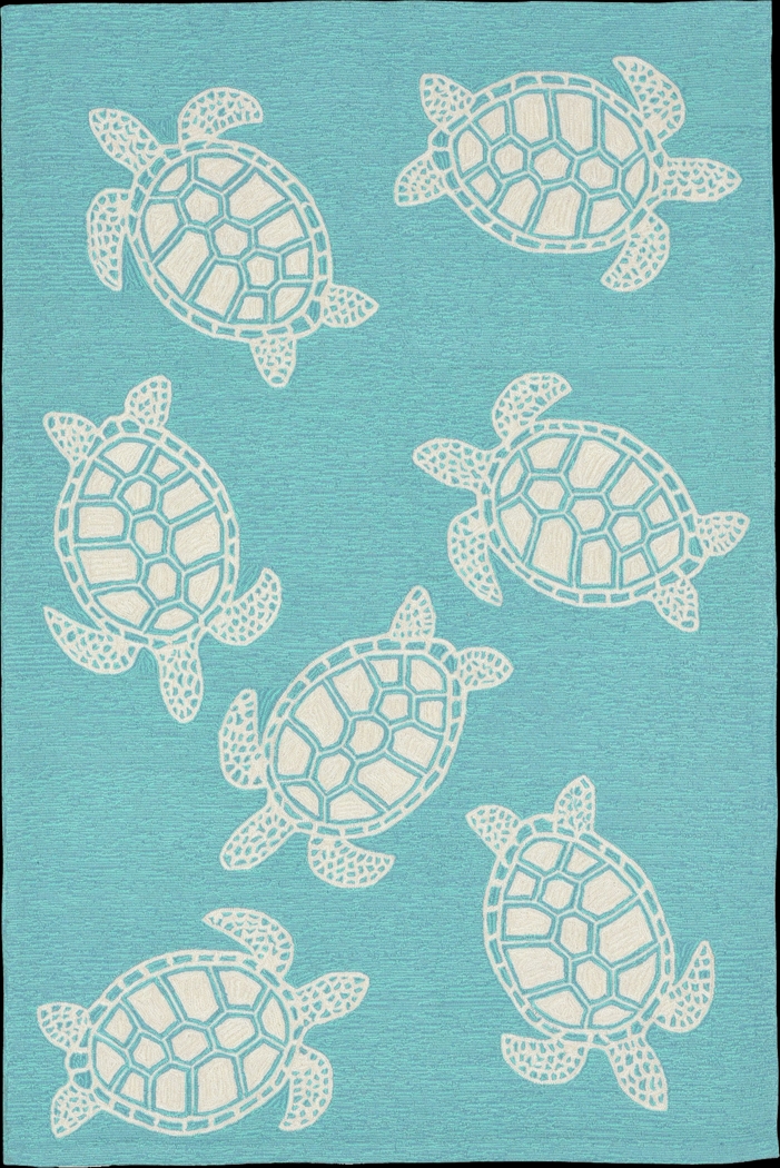 Sea Creature Blue 5' x 7'6 Indoor/Outdoor Rug - Thumbnail - Image 1
