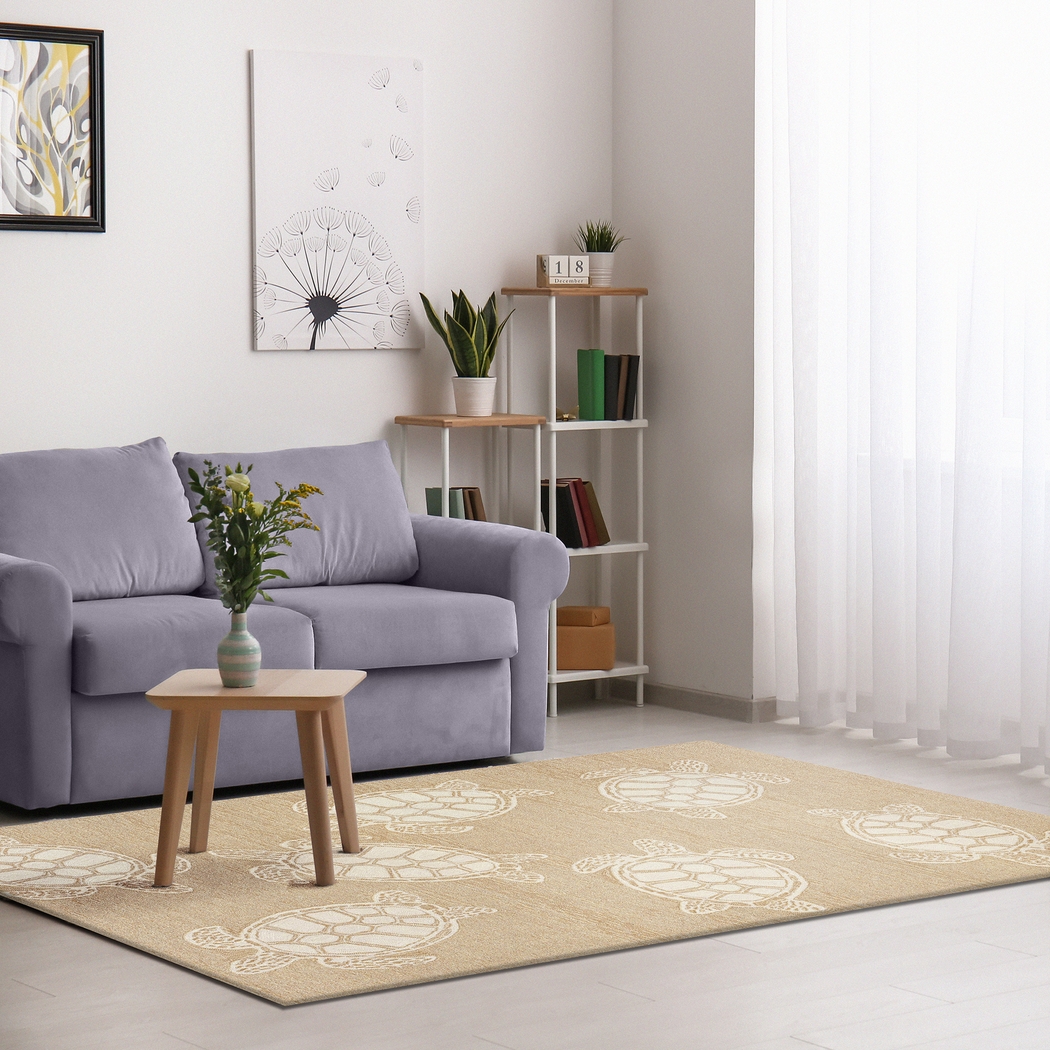 Sea Creature Taupe 7'6 x 9'6 Indoor/Outdoor Rug - Thumbnail - Image 2