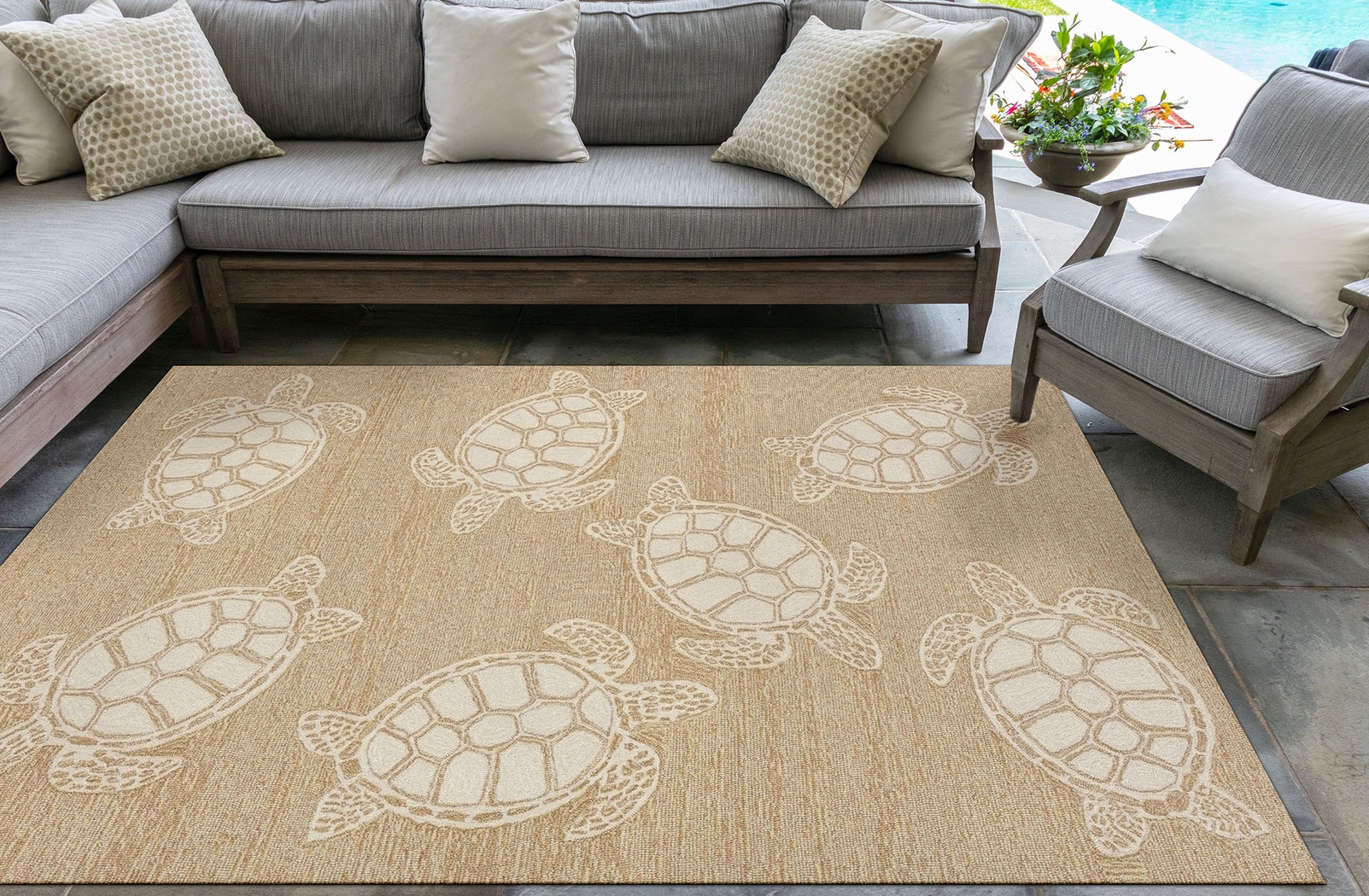 Sea Creature Taupe 7'6 x 9'6 Indoor/Outdoor Rug - Thumbnail - Image 3