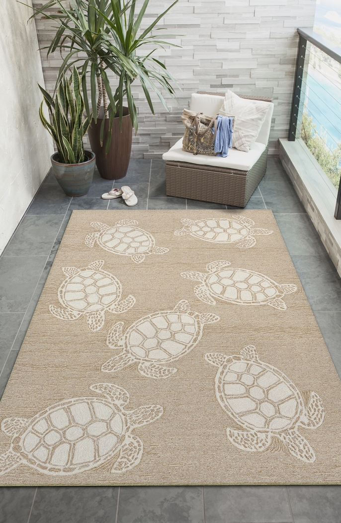 Sea Creature Taupe 7'6 x 9'6 Indoor/Outdoor Rug - Thumbnail - Image 4