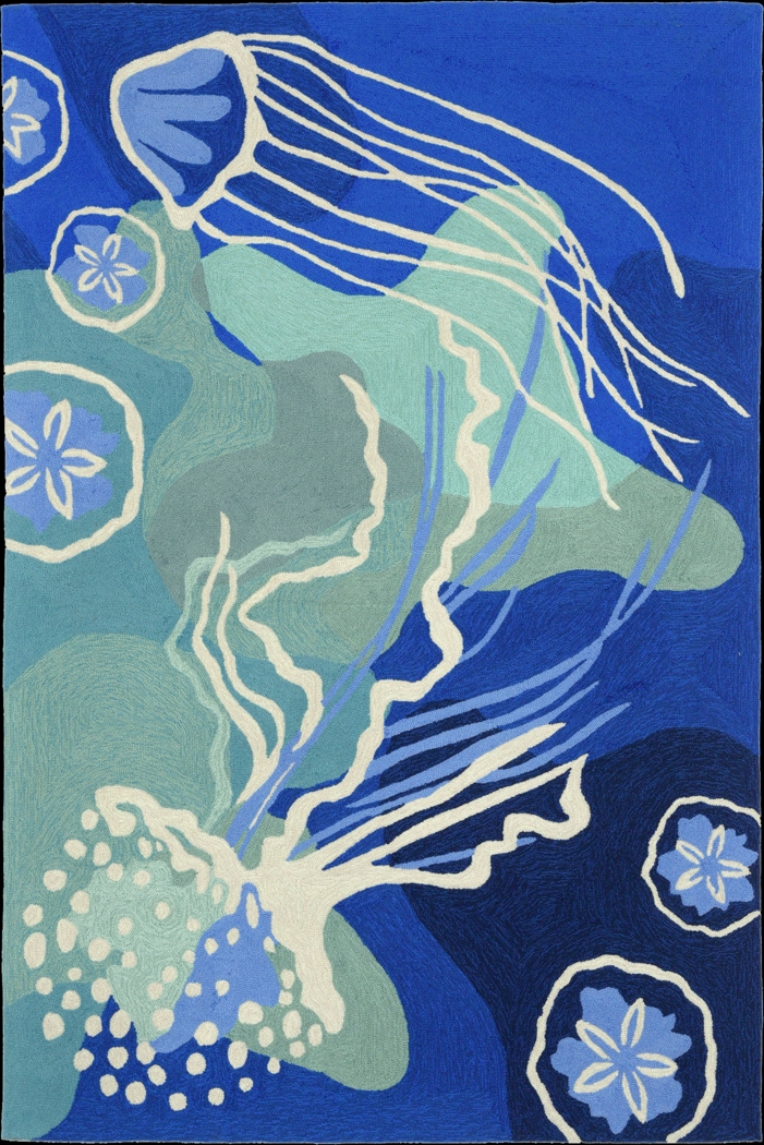 Sea Dance Blue 5' x 7'6 Indoor/Outdoor Rug - Thumbnail - Image 1