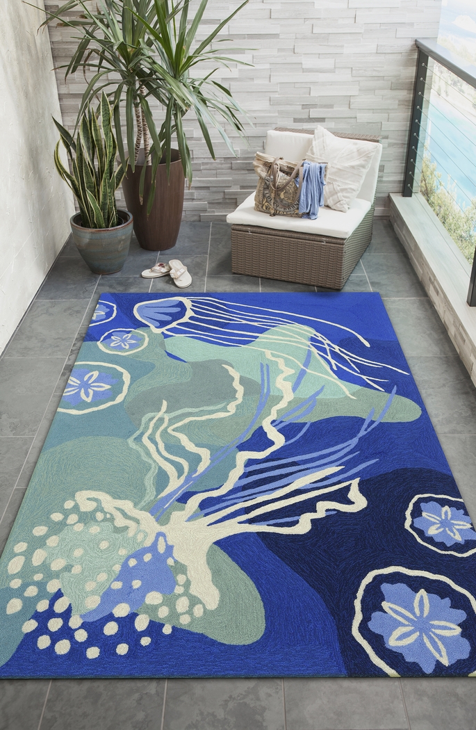 Sea Dance Blue 7'6 x 9'6 Indoor/Outdoor Rug - Thumbnail - Image 3