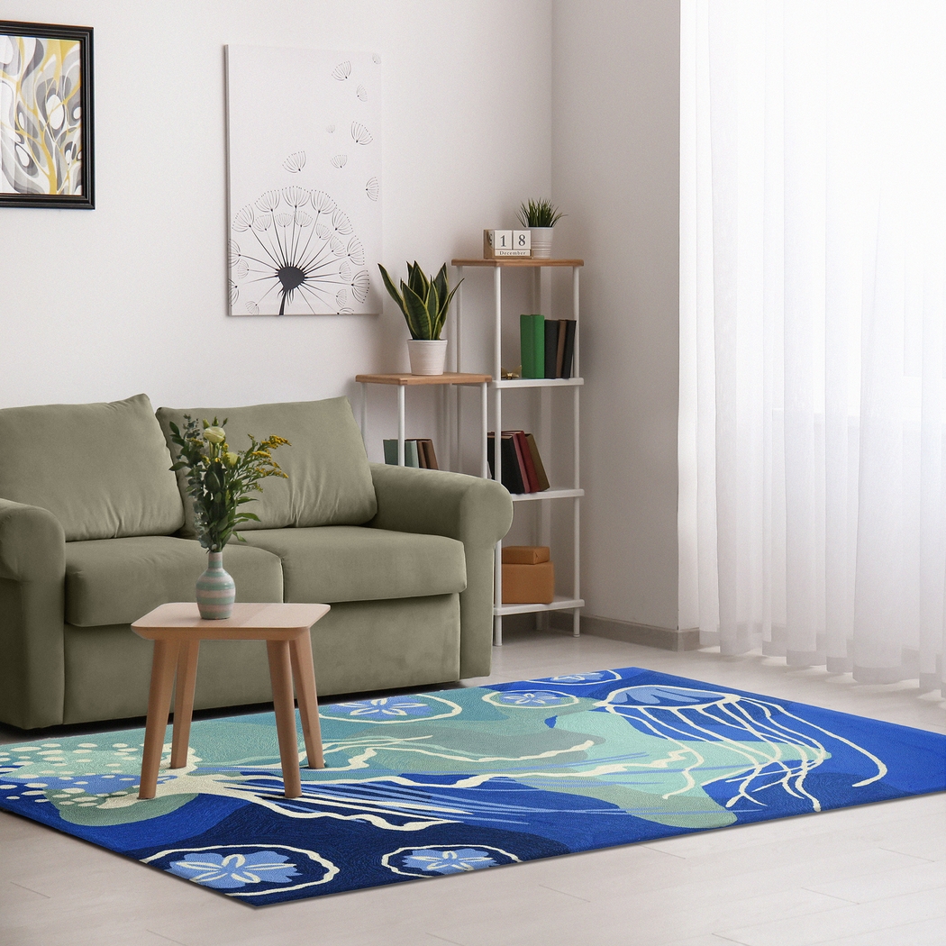 Sea Dance Blue 7'6 x 9'6 Indoor/Outdoor Rug - Thumbnail - Image 4