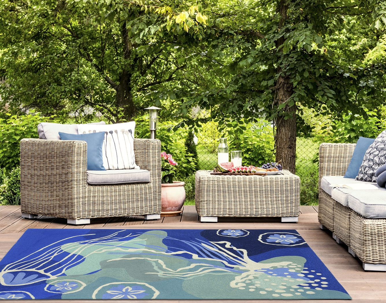 Sea Dance Blue 7'6 x 9'6 Indoor/Outdoor Rug - Thumbnail - Image 5