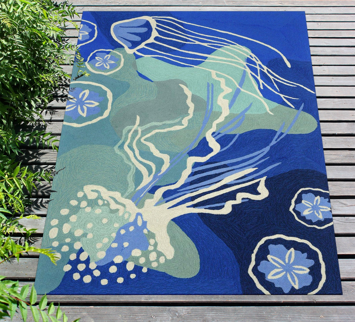 Sea Dance Blue 7'6 x 9'6 Indoor/Outdoor Rug - Thumbnail - Image 6