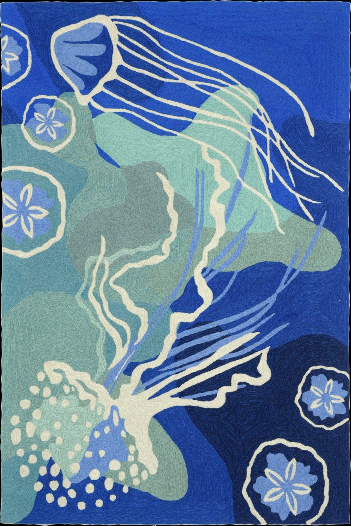 Sea Dance Blue 7'6 x 9'6 Indoor/Outdoor Rug - Thumbnail - Image 1