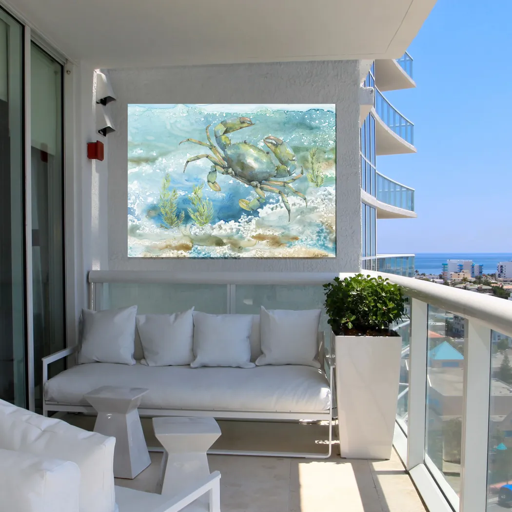 Sea Life Crab Aqua Indoor/Outdoor Wall Art - Thumbnail - Image 2