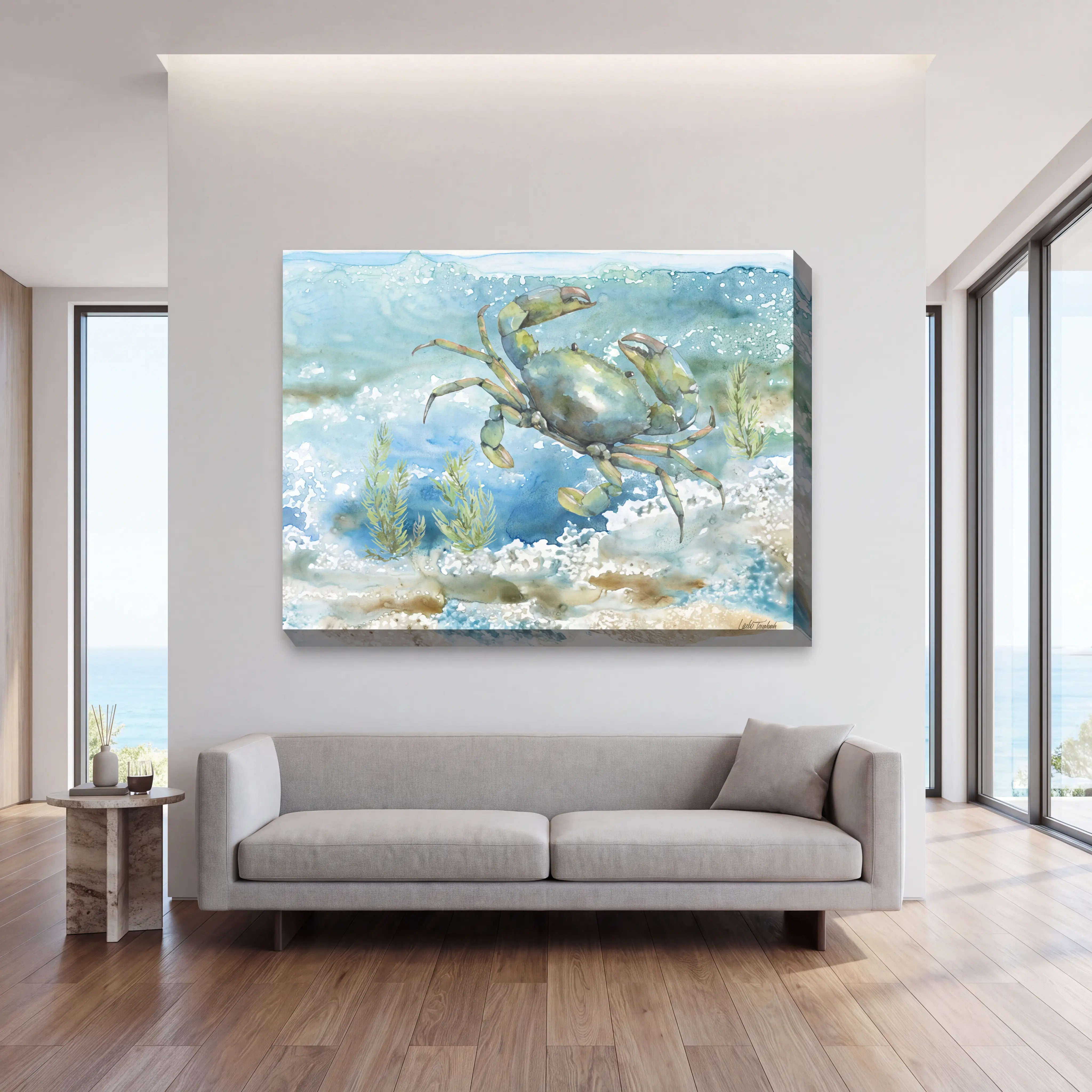 Sea Life Crab Aqua Indoor/Outdoor Wall Art - Thumbnail - Image 3