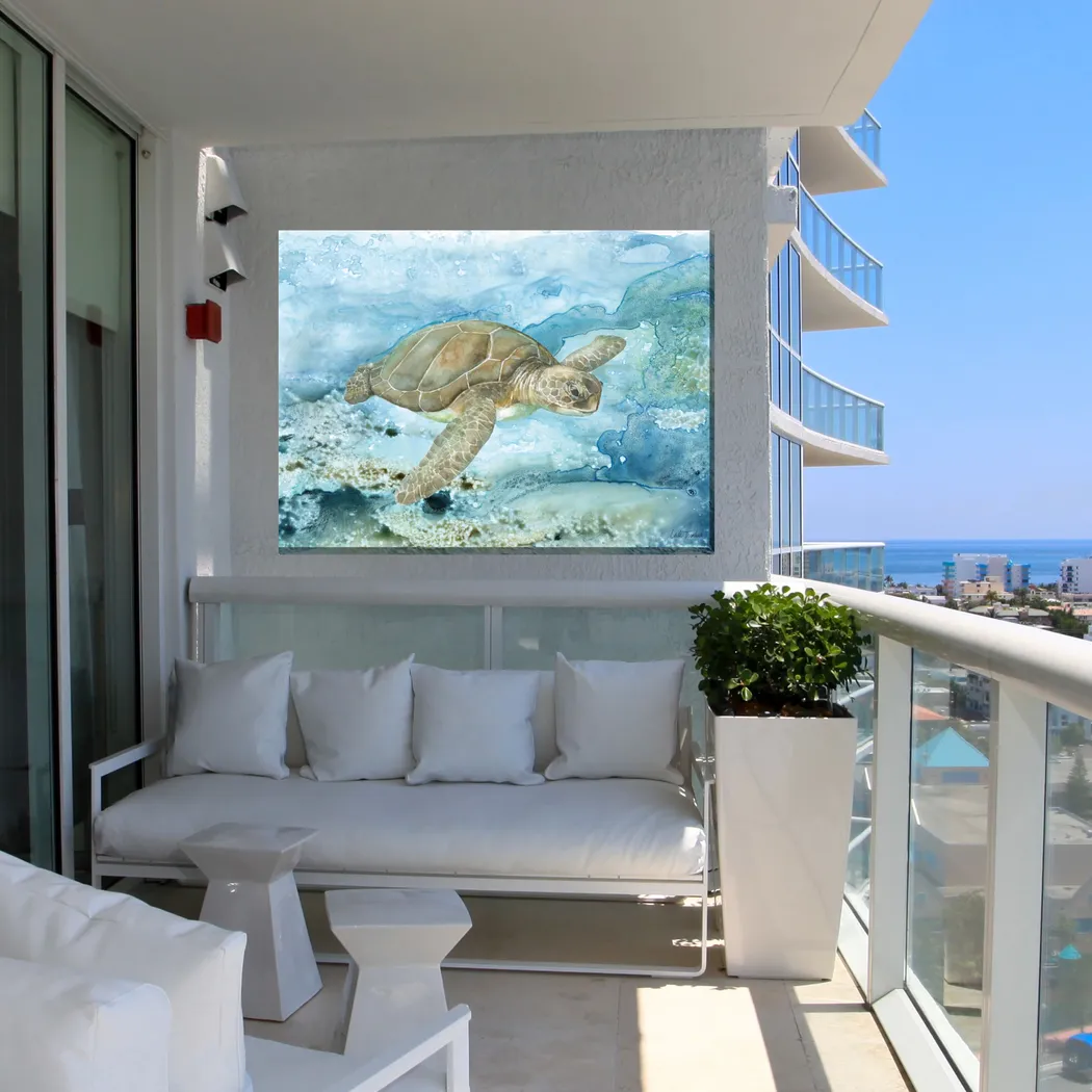 Sea Life Turtle Aqua Indoor/Outdoor Wall Art - Thumbnail - Image 2