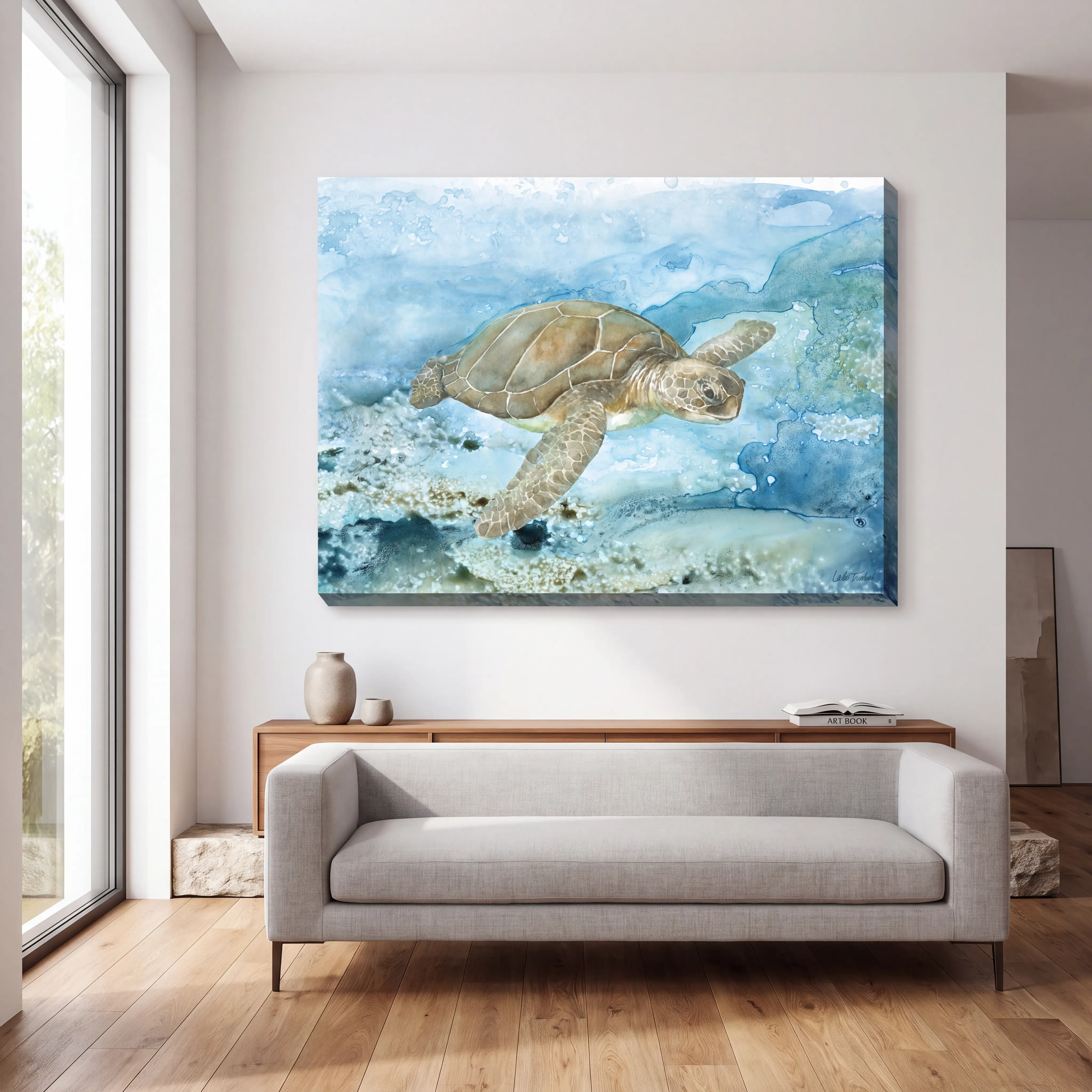 Sea Life Turtle Aqua Indoor/Outdoor Wall Art - Image 3