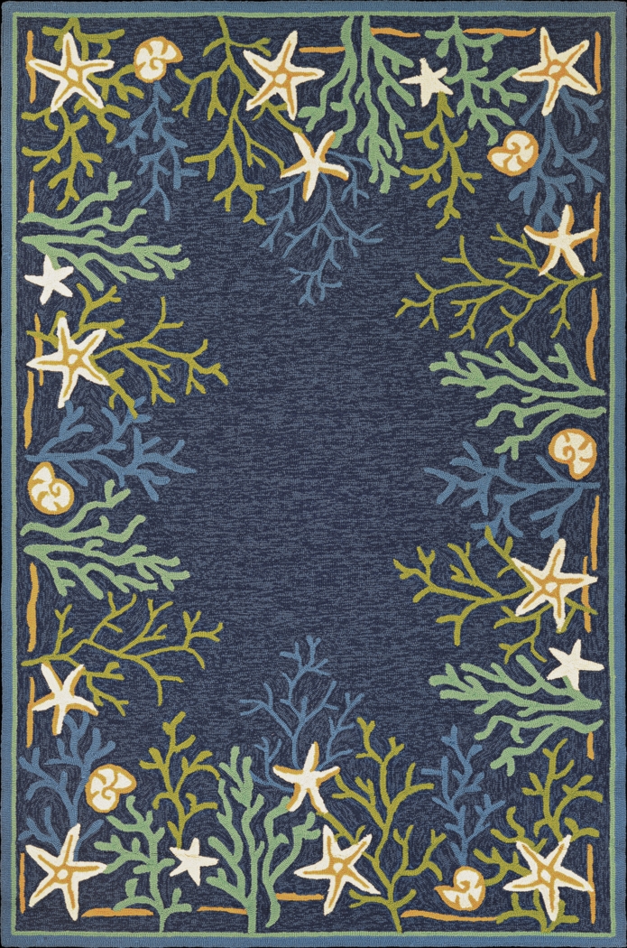 Sea Water Blue 5'6 x 8' Indoor/Outdoor Rug - Thumbnail - Image 1
