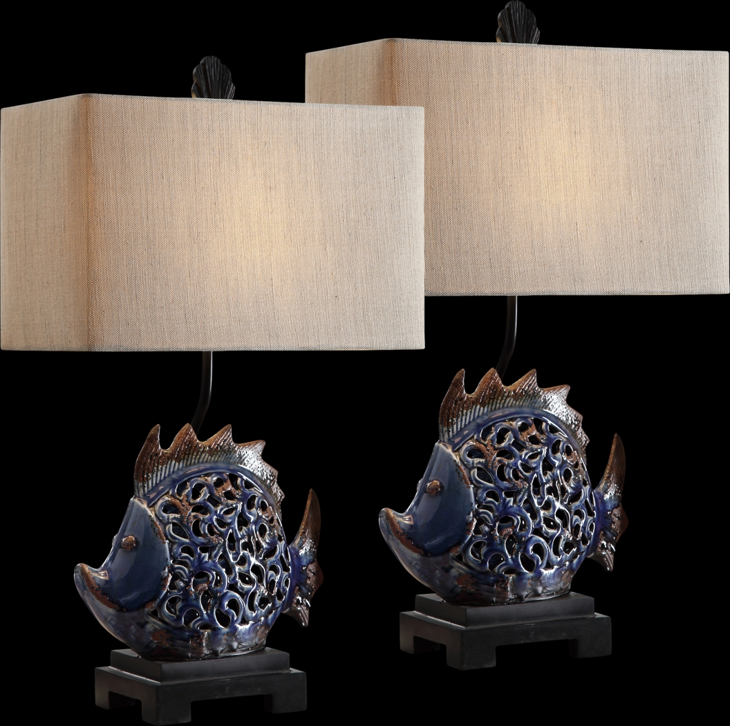 Seacombe Blue Table Lamps, Set of 2 - Thumbnail - Image 1