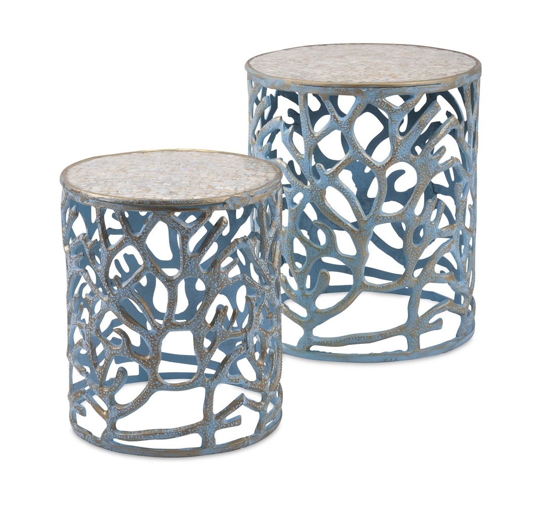 Seaforth Blue Nesting Tables, Set of 2 - Thumbnail - Image 1