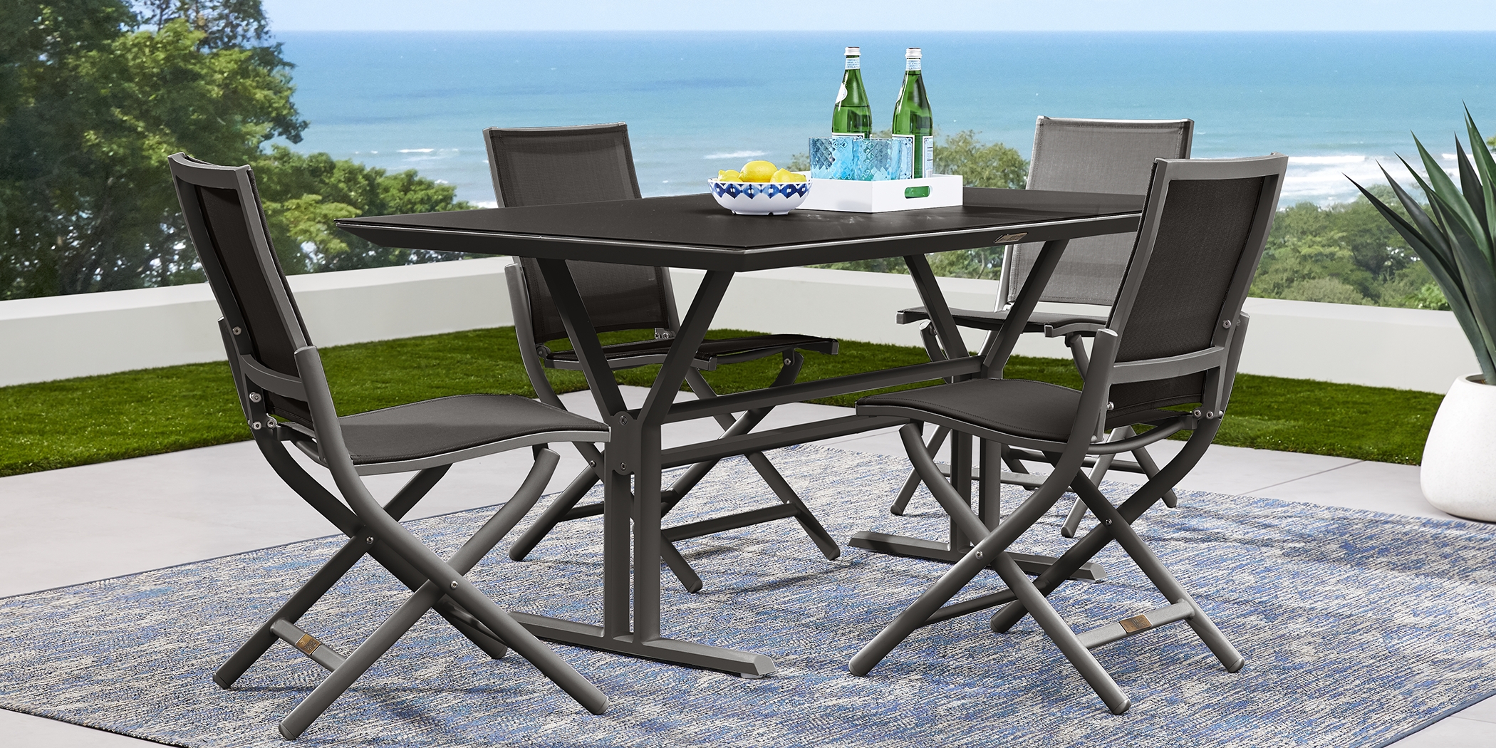 Seagate Pewter 7 Pc Rectangle Outdoor Dining Set - Thumbnail - Image 1