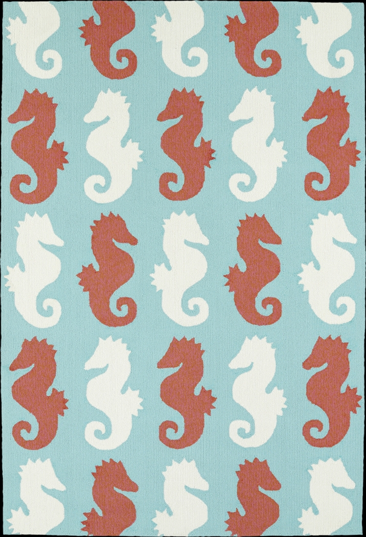 Seahorse Soiree Teal 3' x 5' Indoor/Outdoor Rug - Thumbnail - Image 1