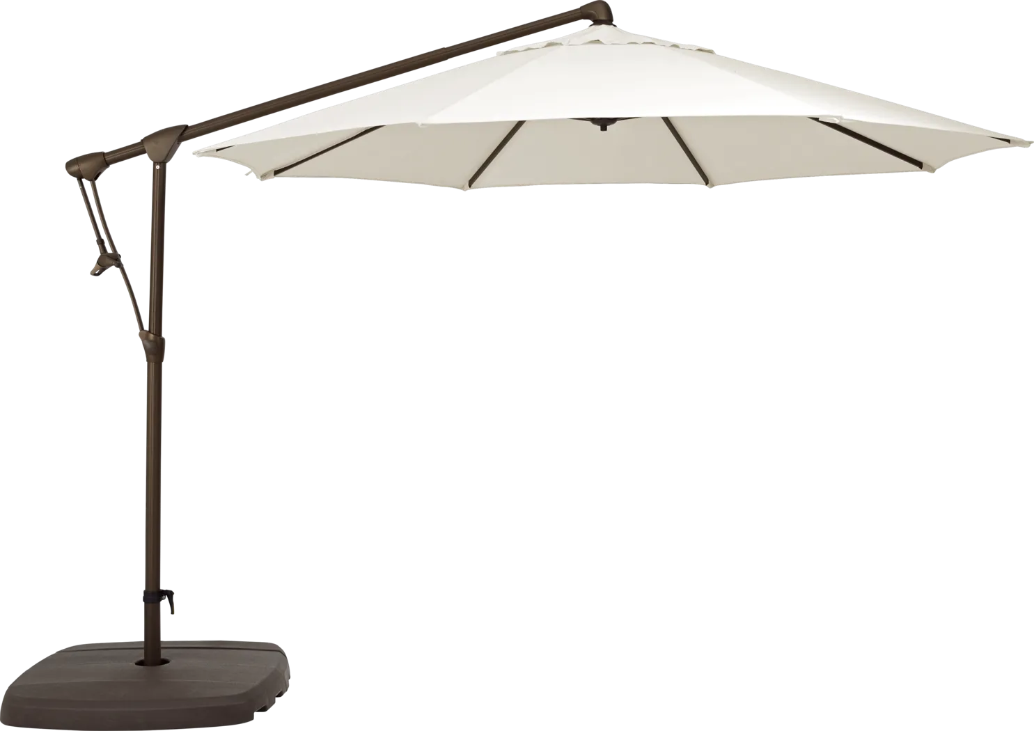 Seaport 10' Octagon Vanilla Outdoor Cantilever Umbrella with Base and Stand - Thumbnail - Image 1
