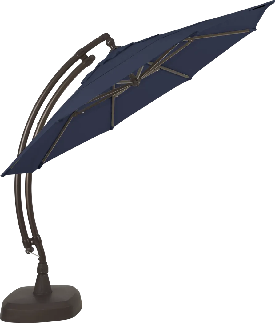 Seaport 11' Octagon Navy Outdoor Cantilever Umbrella with Base and Stand - Thumbnail - Image 3