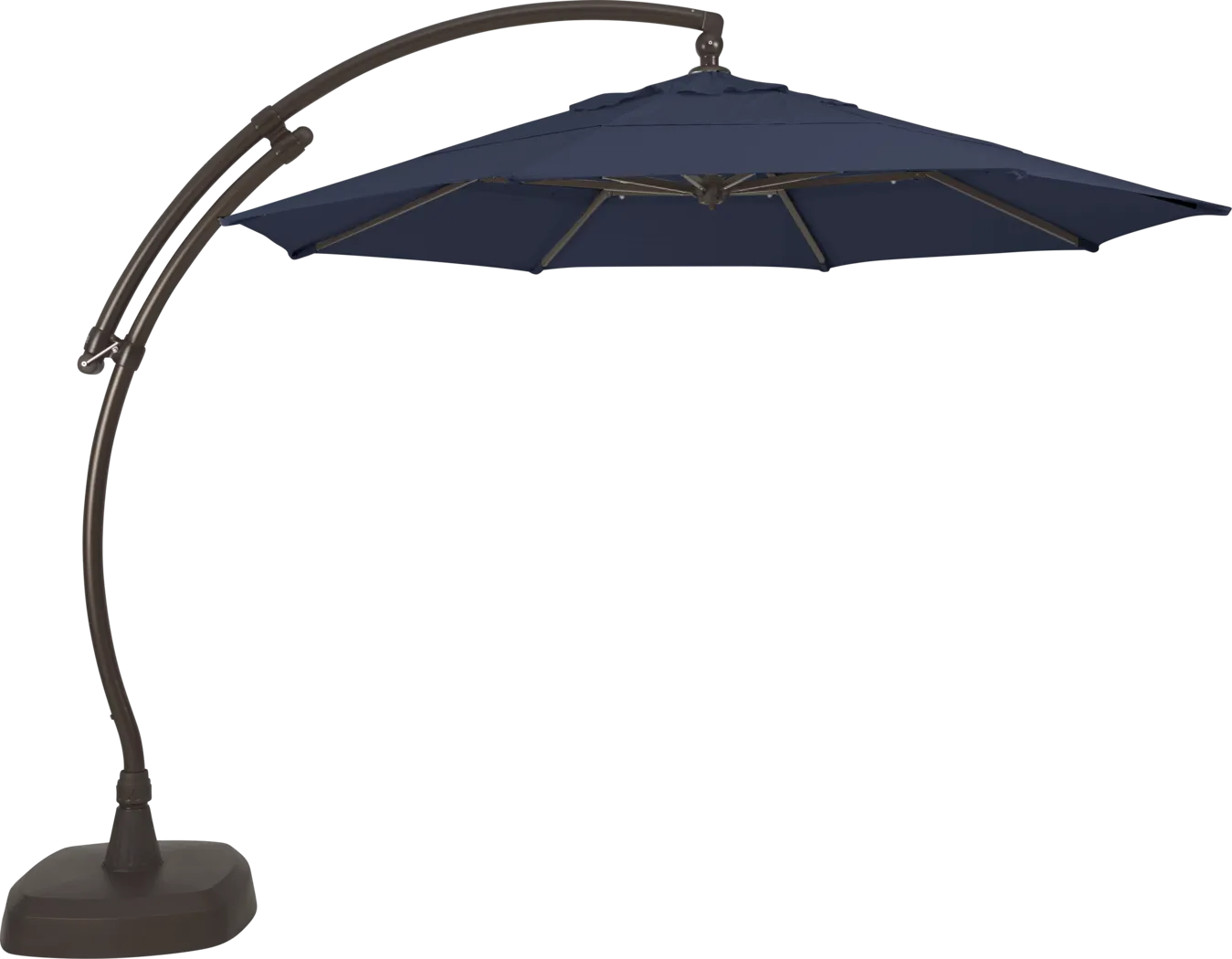 Seaport 11' Octagon Navy Outdoor Cantilever Umbrella with Base and Stand - Thumbnail - Image 1