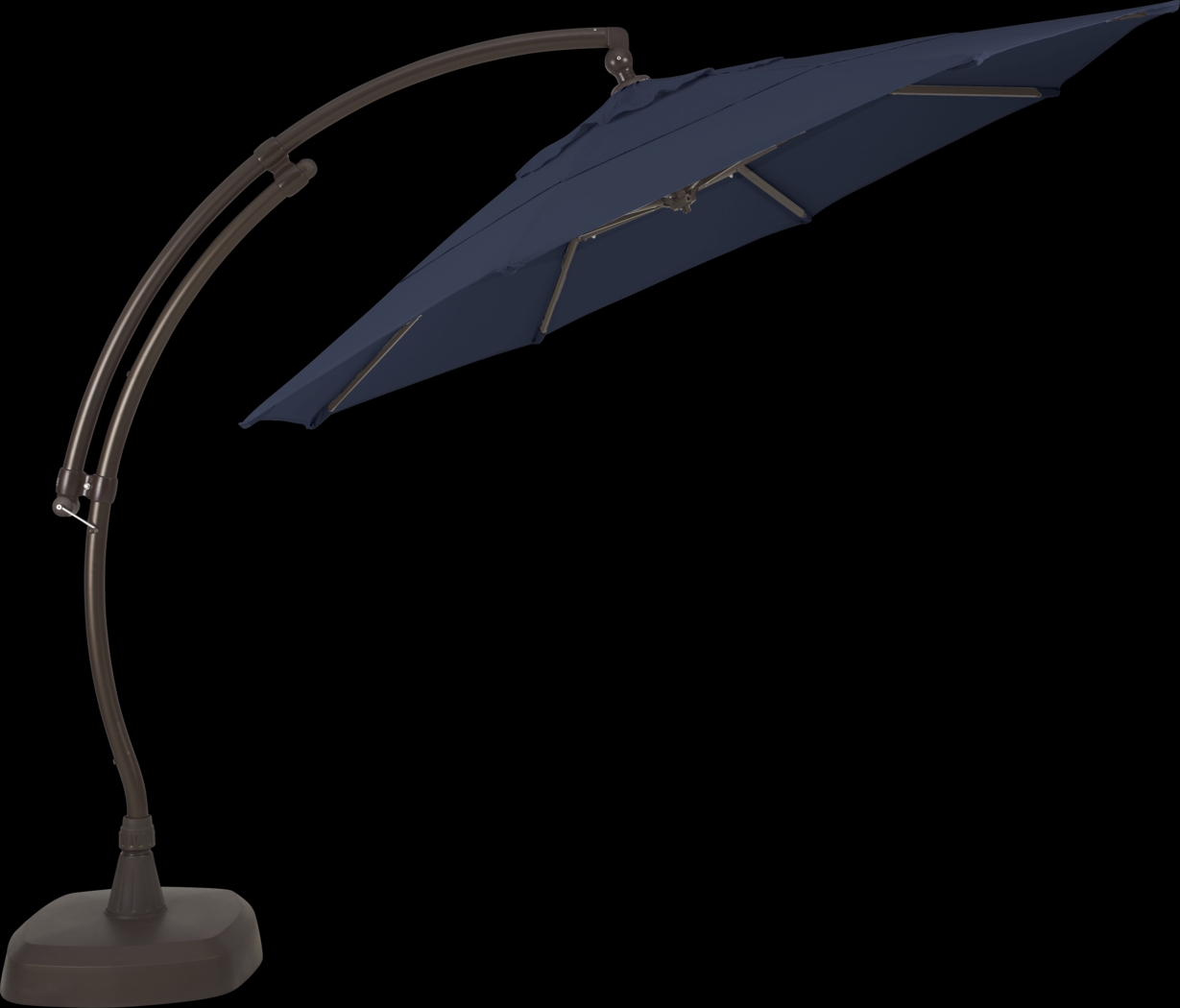 La Mesa Cove 11' Octagon Navy Outdoor Cantilever Umbrella with Base and Stand - Thumbnail - Image 2