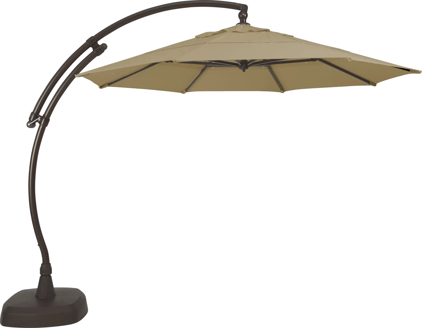 Seaport 11' Octagon Sand Outdoor Cantilever Umbrella with Base and Stand - Thumbnail - Image 1