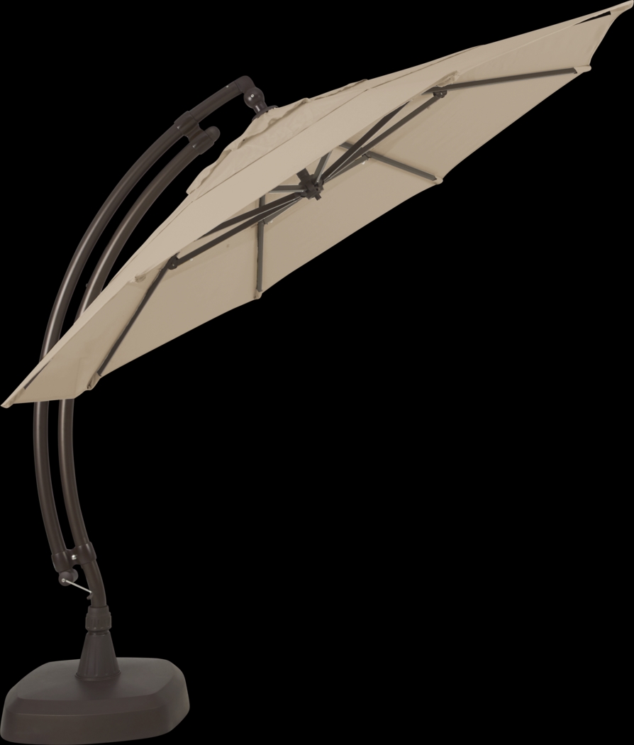 La Mesa Cove 11' Octagon Stone Outdoor Cantilever Umbrella with Base and Stand - Thumbnail - Image 3