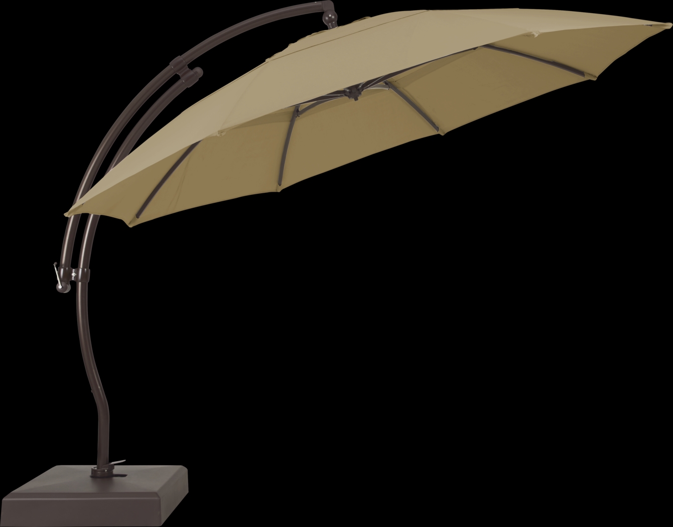 La Mesa Cove 13' Heather Beige Outdoor Curve Cantilever Umbrella with Base and Stand - Thumbnail - Image 2