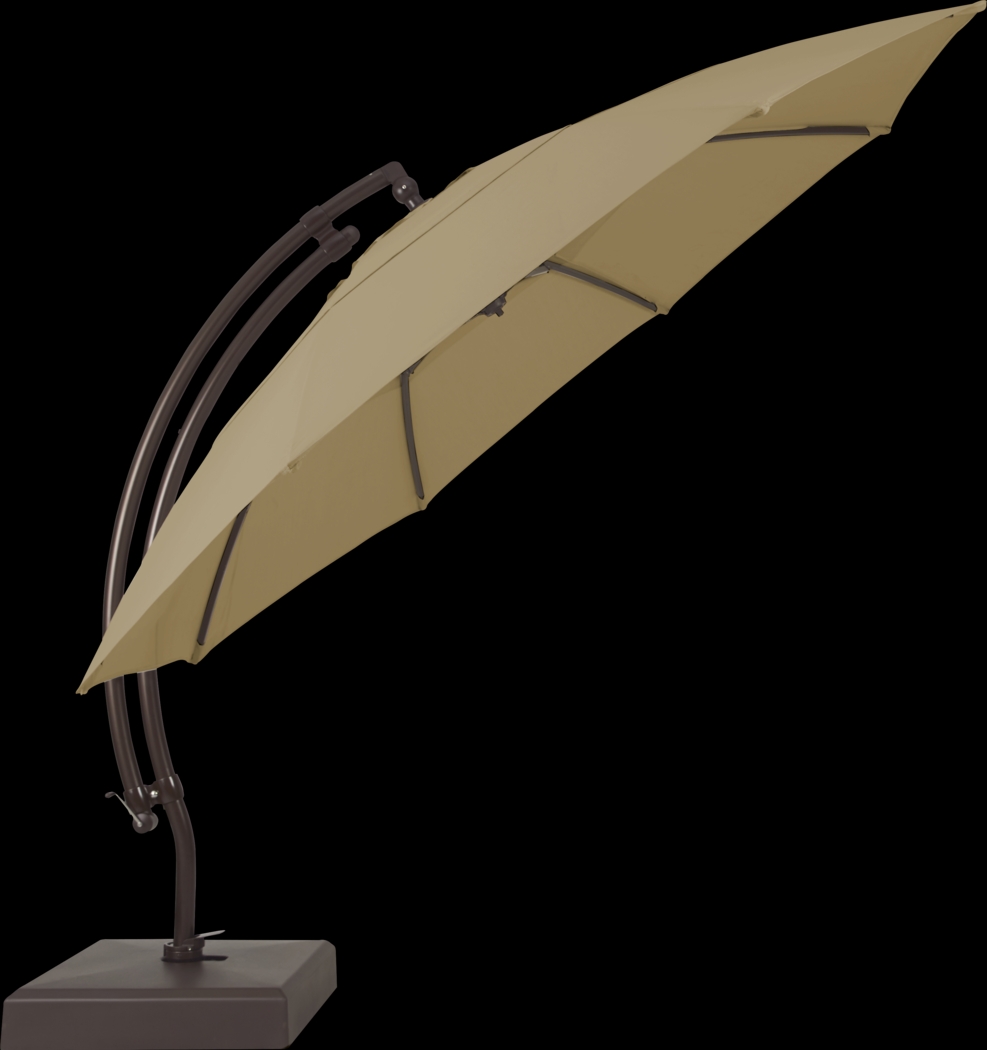 La Mesa Cove 13' Heather Beige Outdoor Curve Cantilever Umbrella with Base and Stand - Thumbnail - Image 3