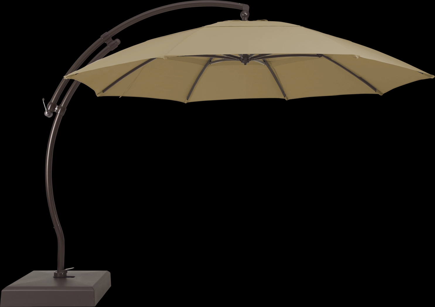 La Mesa Cove 13' Heather Beige Outdoor Curve Cantilever Umbrella with Base and Stand - Thumbnail - Image 1
