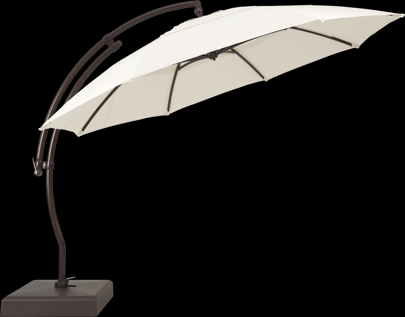 La Mesa Cove 13' Natural Outdoor Curve Cantilever Umbrella with Base and Stand - Thumbnail - Image 2