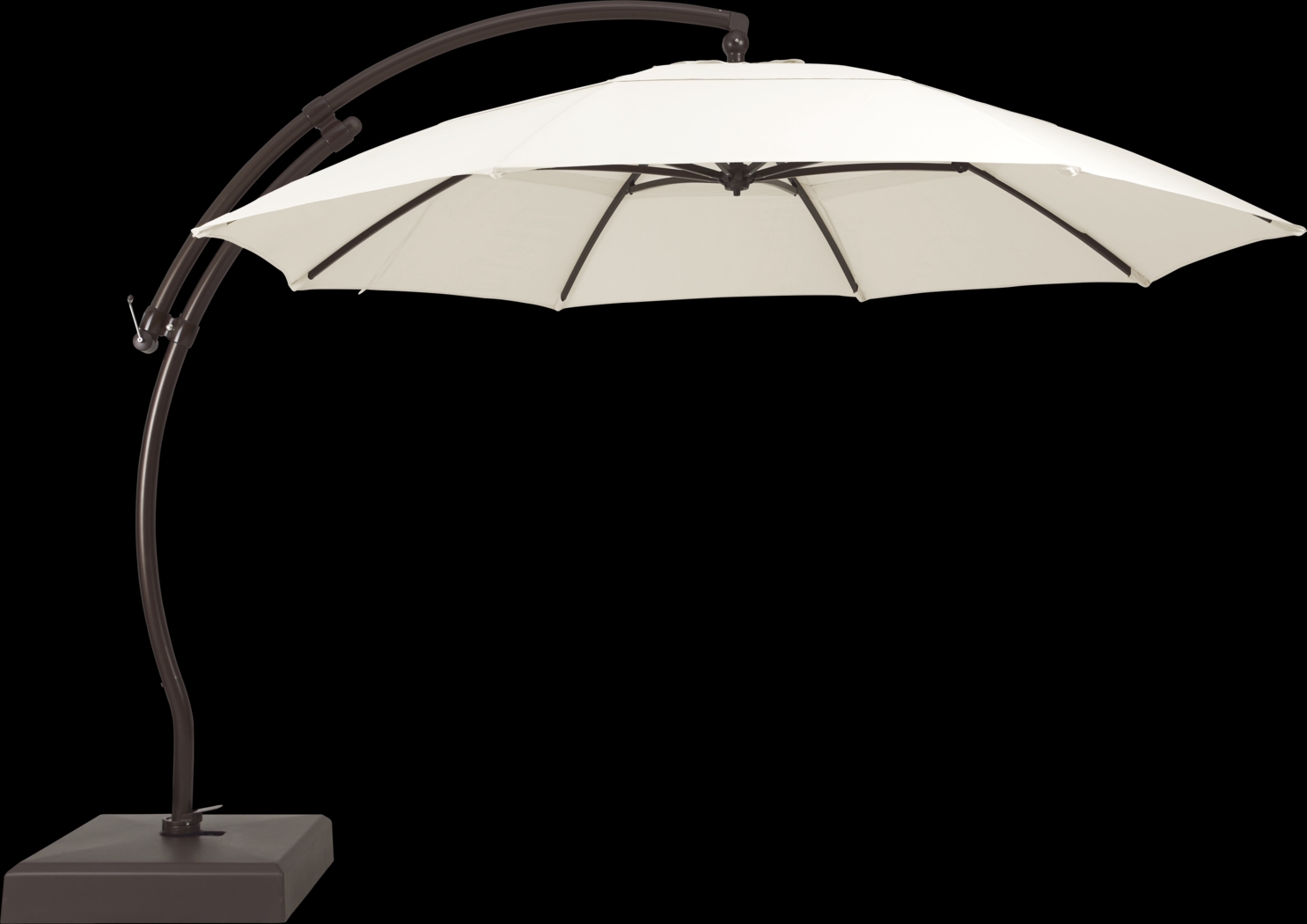 La Mesa Cove 13' Natural Outdoor Curve Cantilever Umbrella with Base and Stand - Thumbnail - Image 1