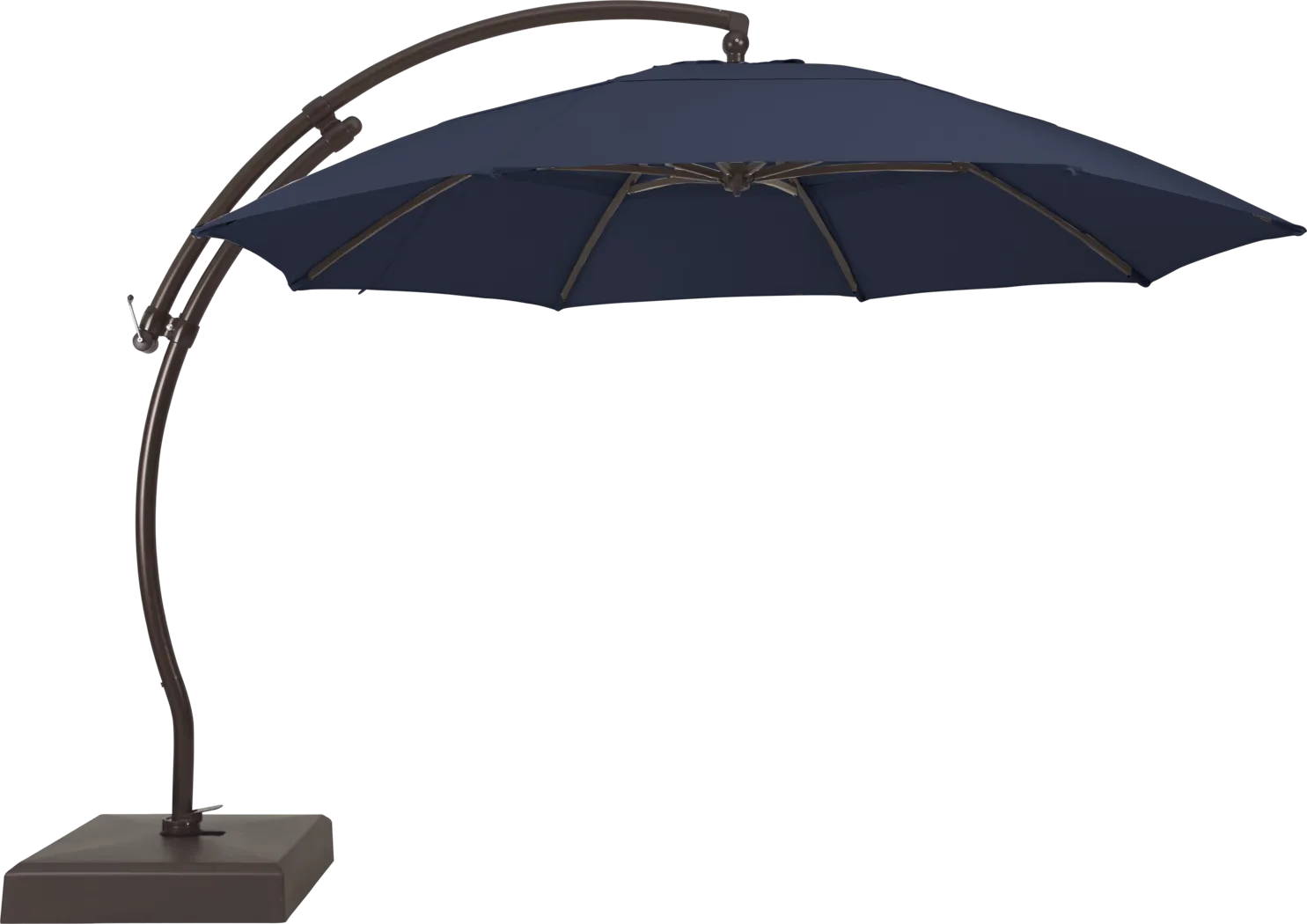 Seaport 13' Navy Outdoor Curve Cantilever Umbrella with Base and Stand - Thumbnail - Image 1
