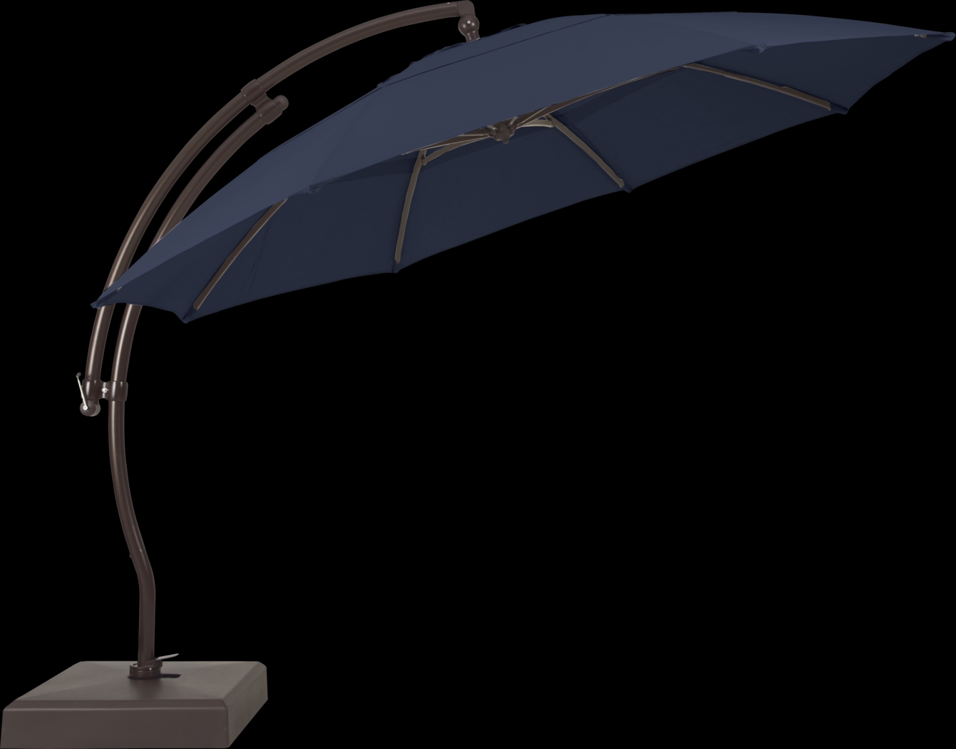 La Mesa Cove 13' Navy Outdoor Curve Cantilever Umbrella with Base and Stand - Thumbnail - Image 2
