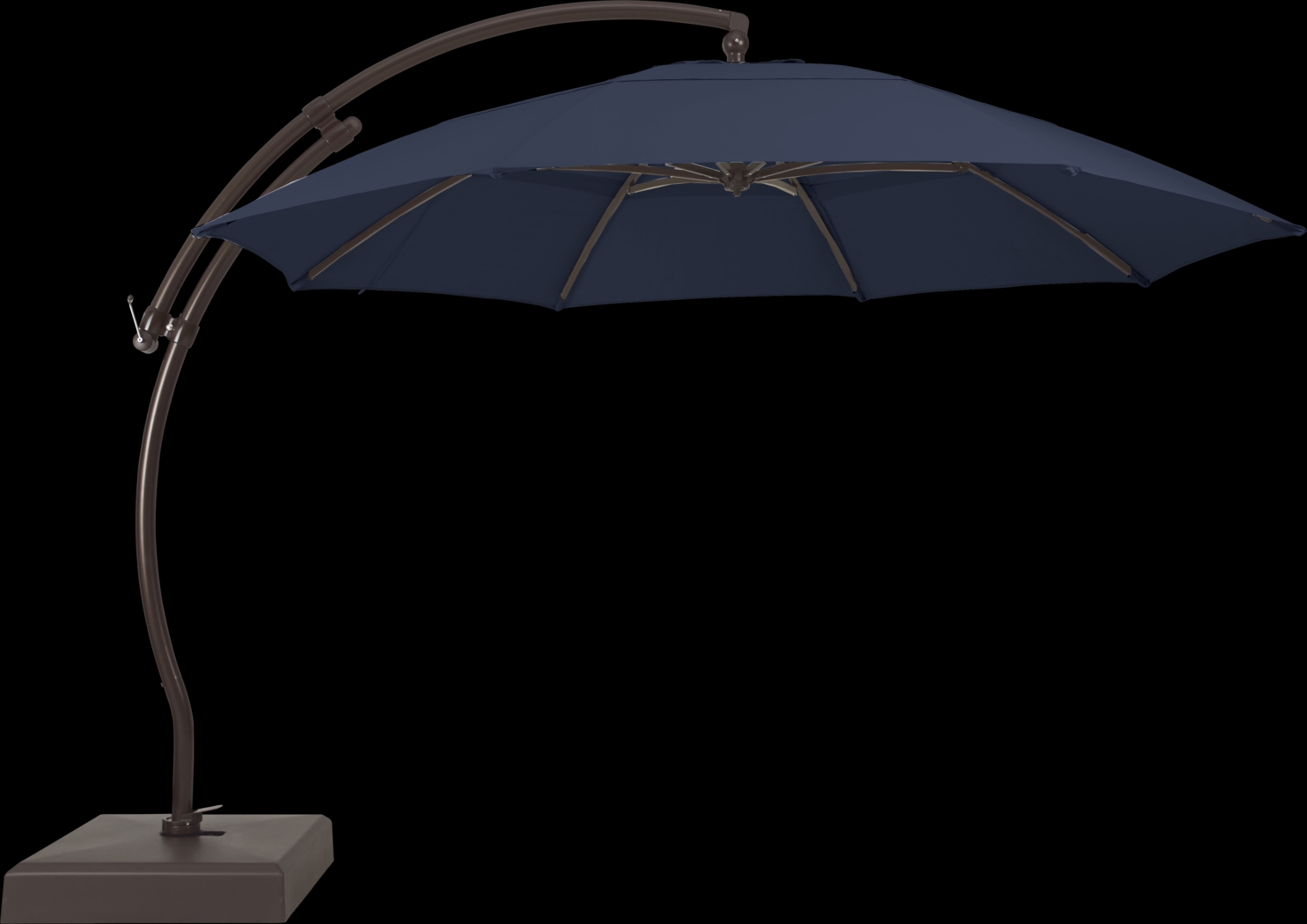 La Mesa Cove 13' Navy Outdoor Curve Cantilever Umbrella with Base and Stand - Thumbnail - Image 1