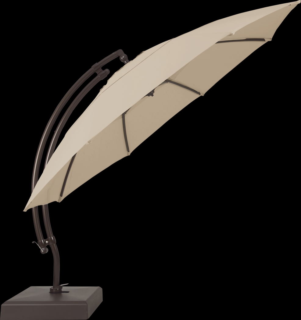 La Mesa Cove 13' Flax Outdoor Curve Cantilever Umbrella with Base and Stand - Thumbnail - Image 3
