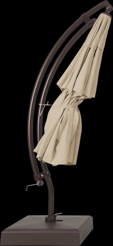 La Mesa Cove 13' Flax Outdoor Curve Cantilever Umbrella with Base and Stand - Thumbnail - Image 4